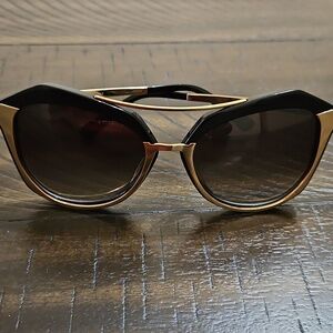 MCM Black and Gold Oversized Cat-Eye Sunglasses